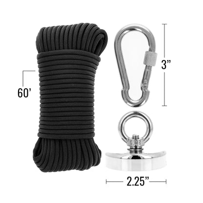 size chart of paracord magnet fishing kit