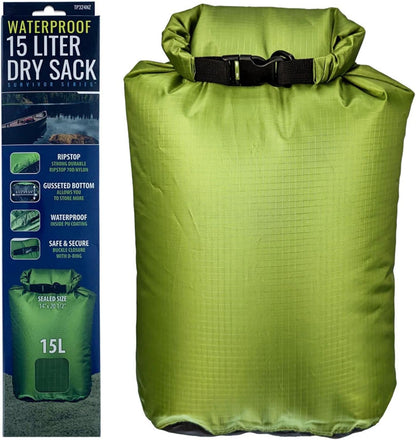 Lightweight roll-top waterproof dry sack bag for kayaking, camping, and hiking.