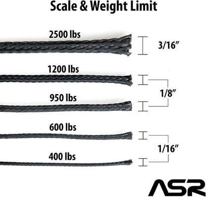 Technora Composite Survival Rope 600lb Breaking Strength (Black, Assorted Lengths)