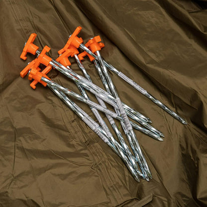 6pc Tent Stake Set with Hook Head for Hard Packed Soil