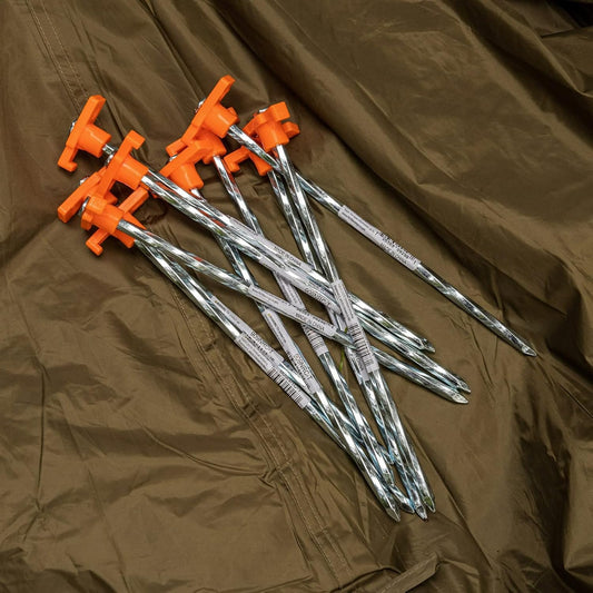 6pc Tent Stake Set with Hook Head for Hard Packed Soil