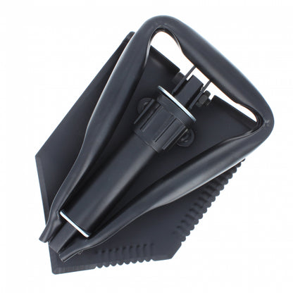 black trifold steel serrated shovel pick axe