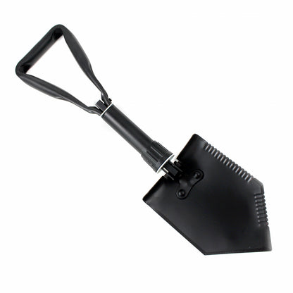 black trifold steel serrated shovel pick axe