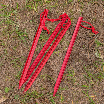 military grade alumninum camping stakes to drill down your tent or canopy