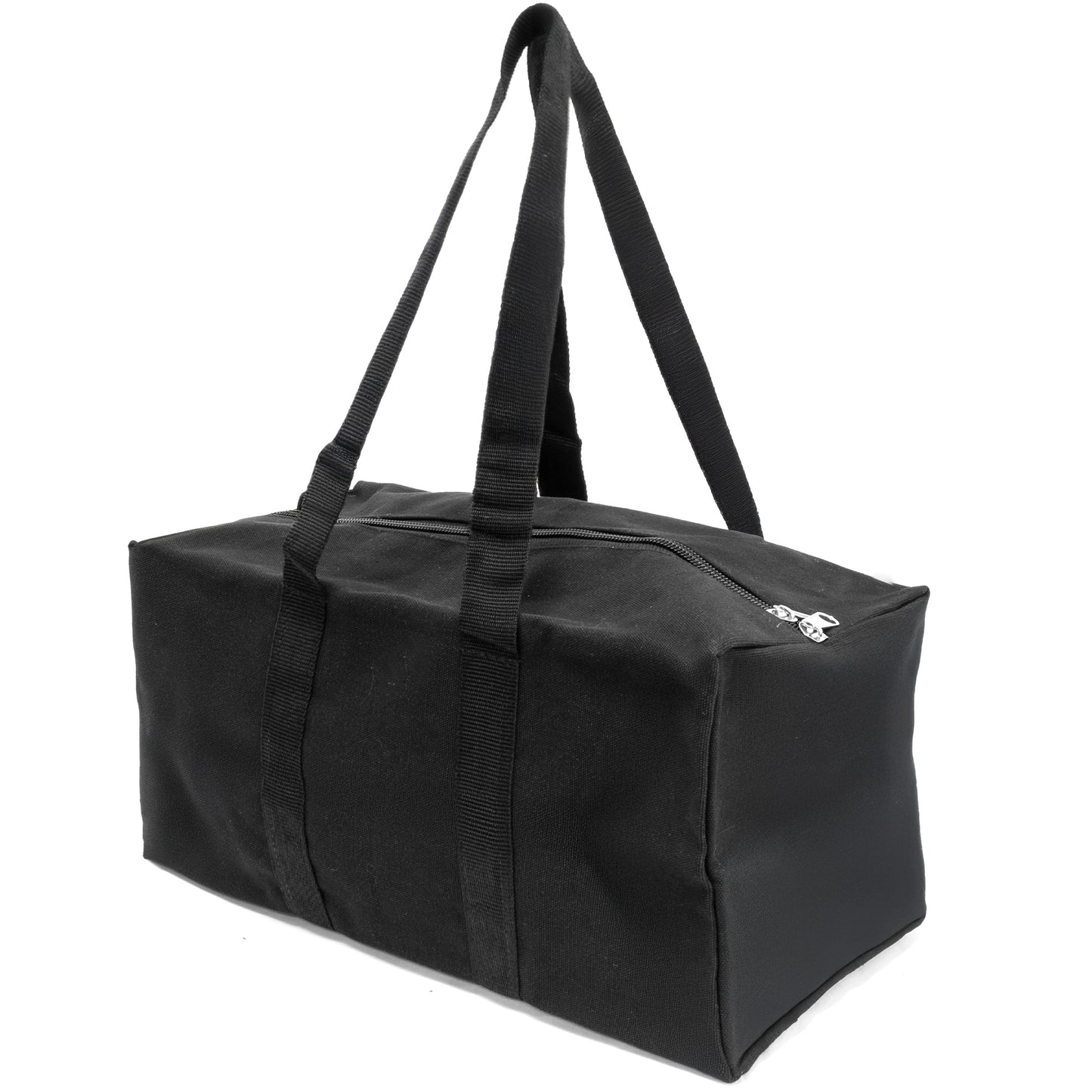 Black packable 16-inch polyester everyday-carry travel and tool duffel bag.