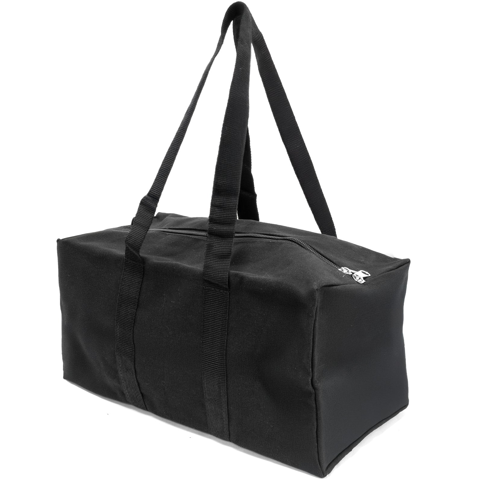 Black packable 16-inch polyester everyday-carry travel and tool duffel bag.