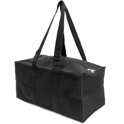 Black packable 16-inch polyester everyday-carry travel and tool duffel bag.