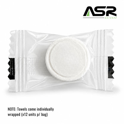 12-Pack Compressed Biodegradable Towels for Travel & Camping (White)