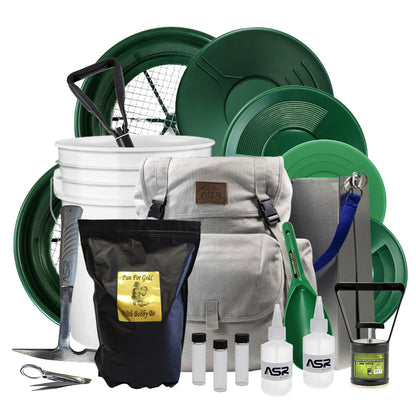 10lbs of gold paydirt in a gold panning kit that includes all of the tools needed to pan for gold