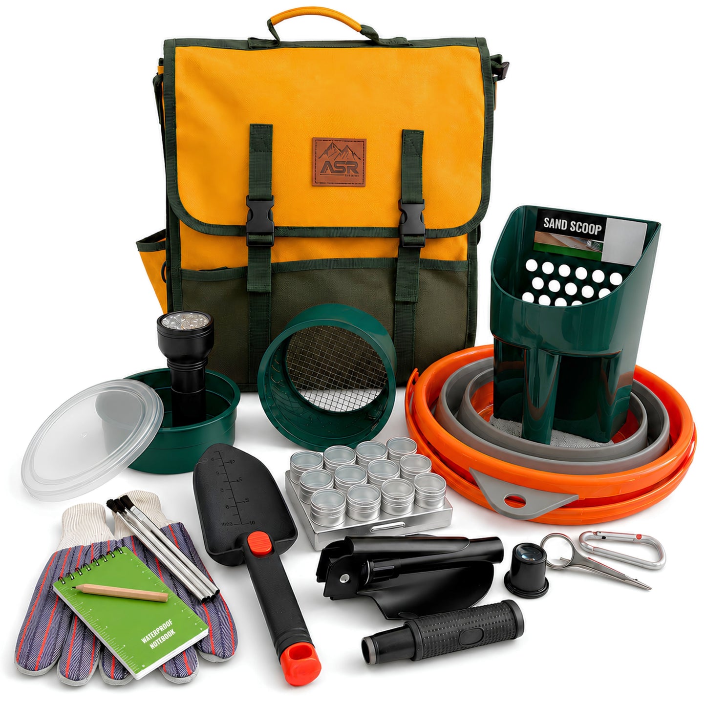 35pc Beachcombing & Metal Detecting Tool Kit with Musette Field Bag (2 Colors)
