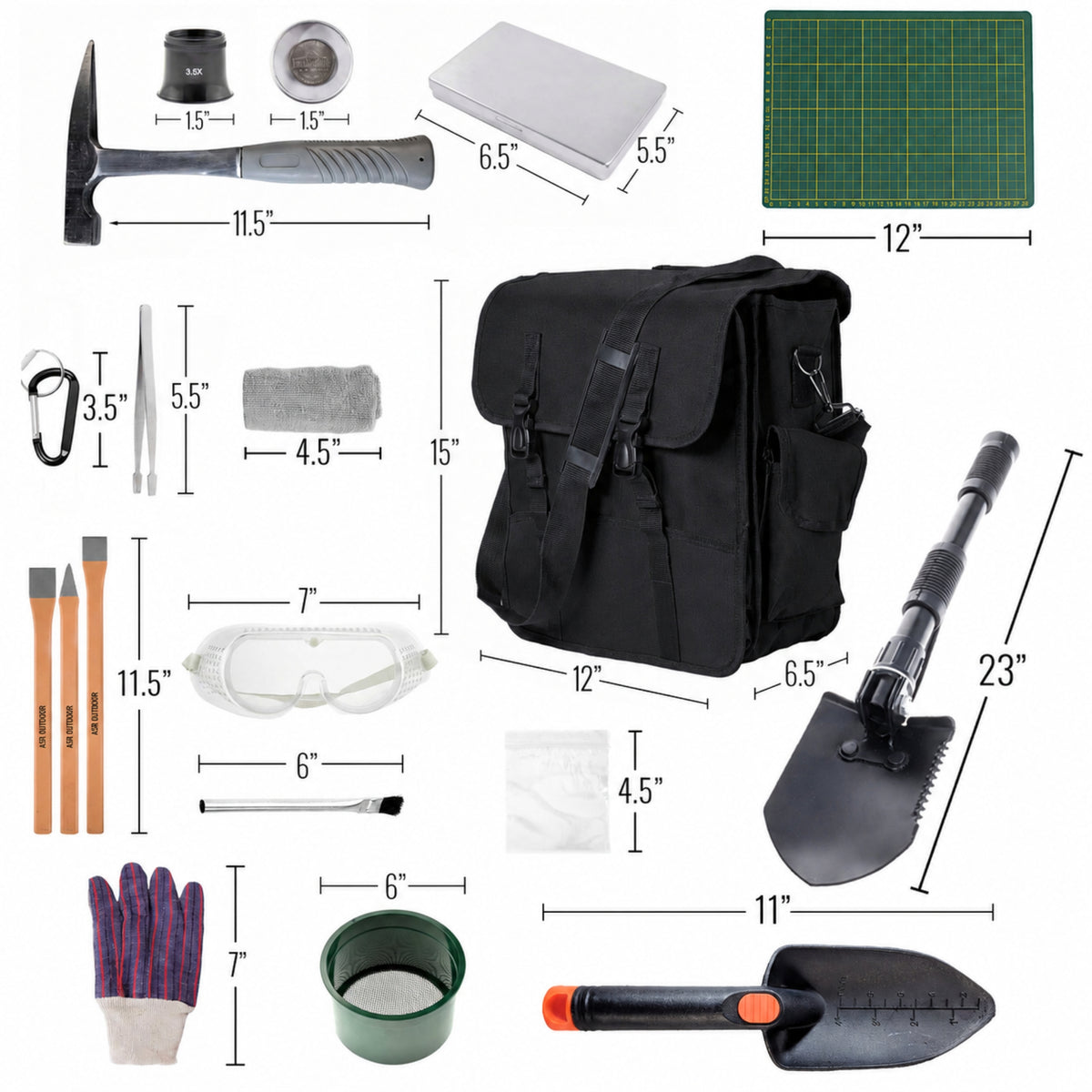 40pc Deluxe Geology Rock Hounding Kit with Mining Tools and Carry Bag