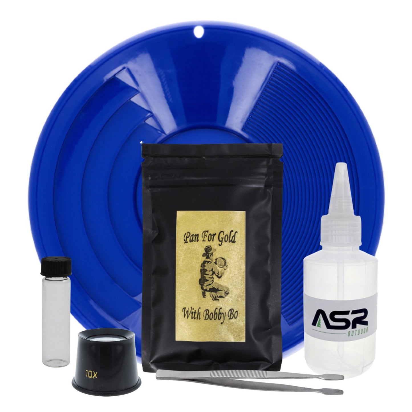 ASR Outdoor X Pan for Gold with Bobby Bo 3oz Beginner Paydirt Gold Panning Kit, 6pc