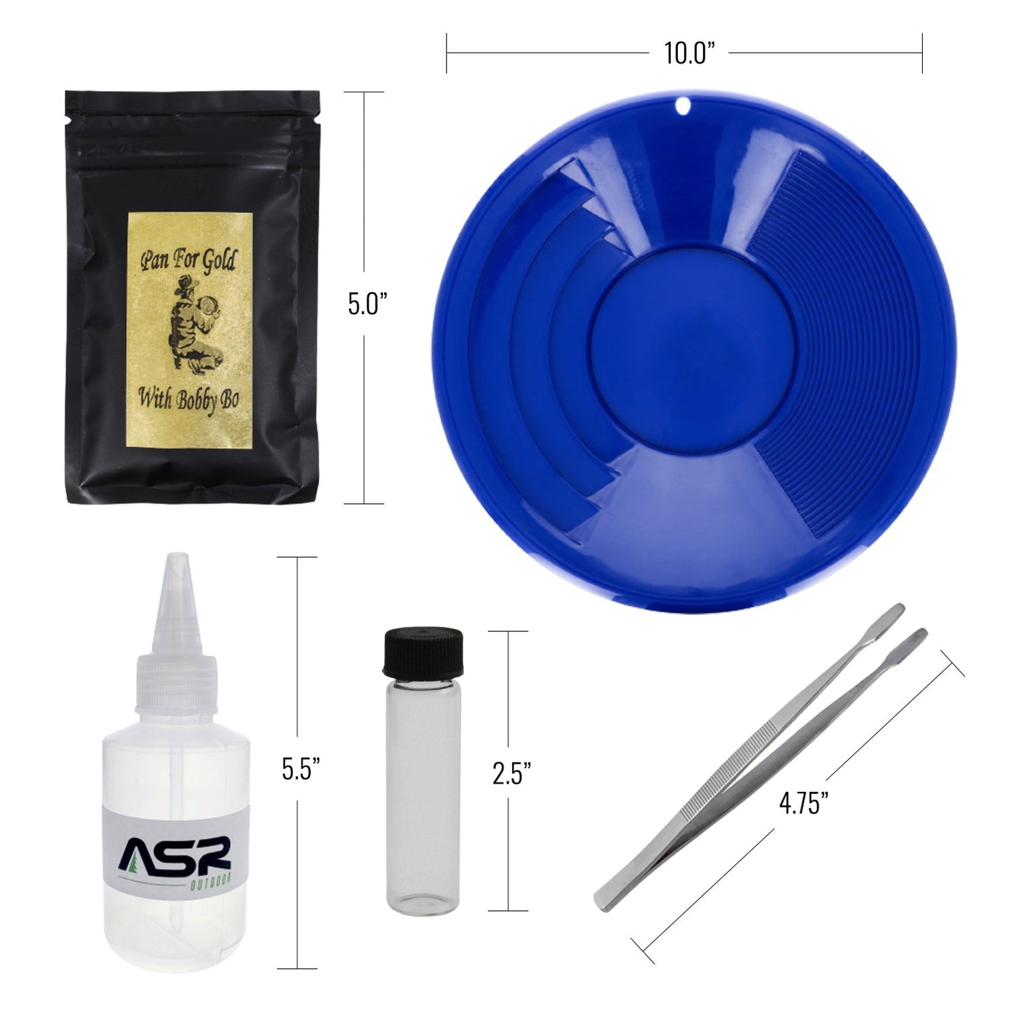 ASR Outdoor X Pan for Gold with Bobby Bo 3oz Beginner Paydirt Gold Panning Kit, 6pc