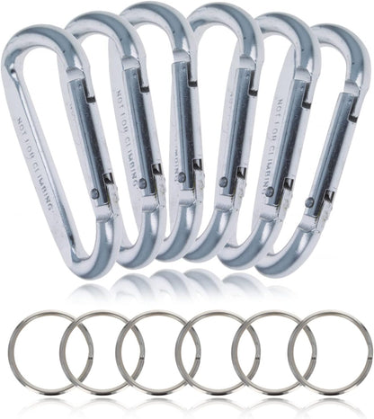 Large 3.25-inch aluminum carabiner spring clips with keychains (view 8).