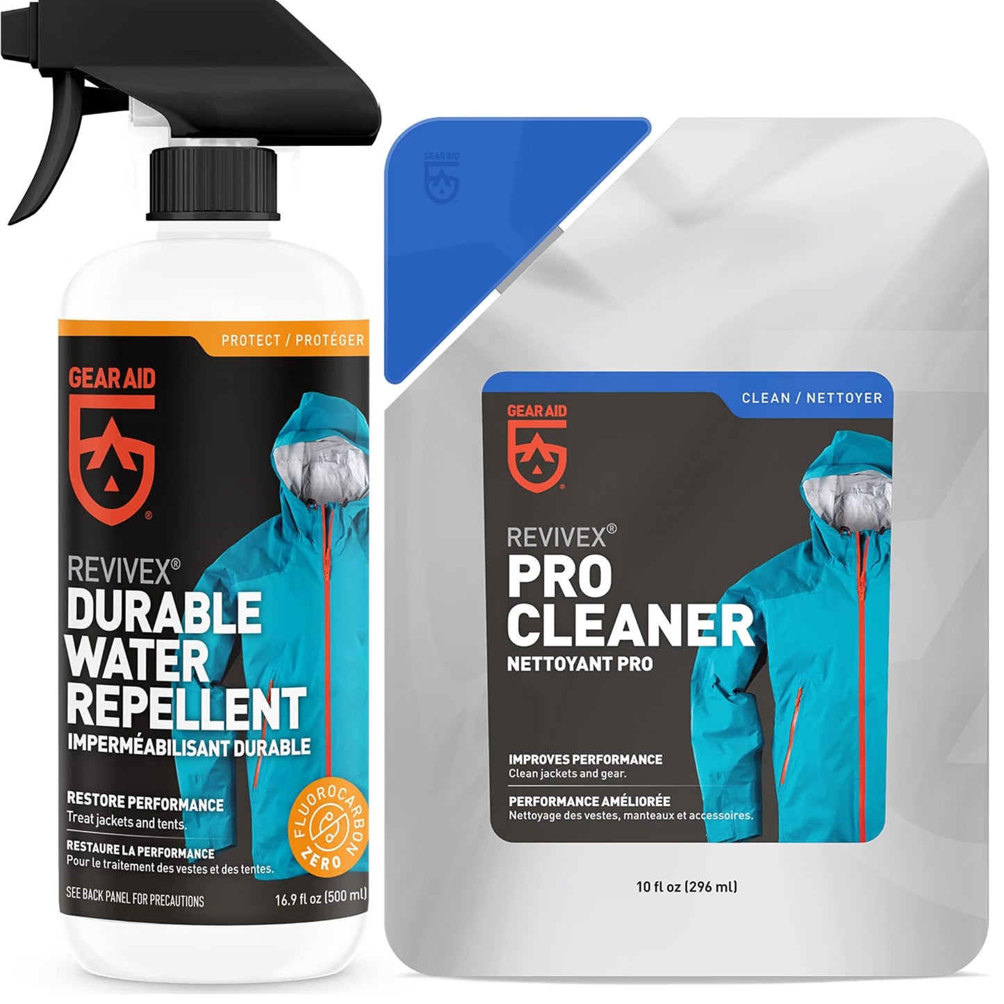 GEAR AID 2pk Outerwear Kit with Revivex Pro Cleaner (10oz) and Revivex Water Repellent Spray Bundle (16.90FL oz)