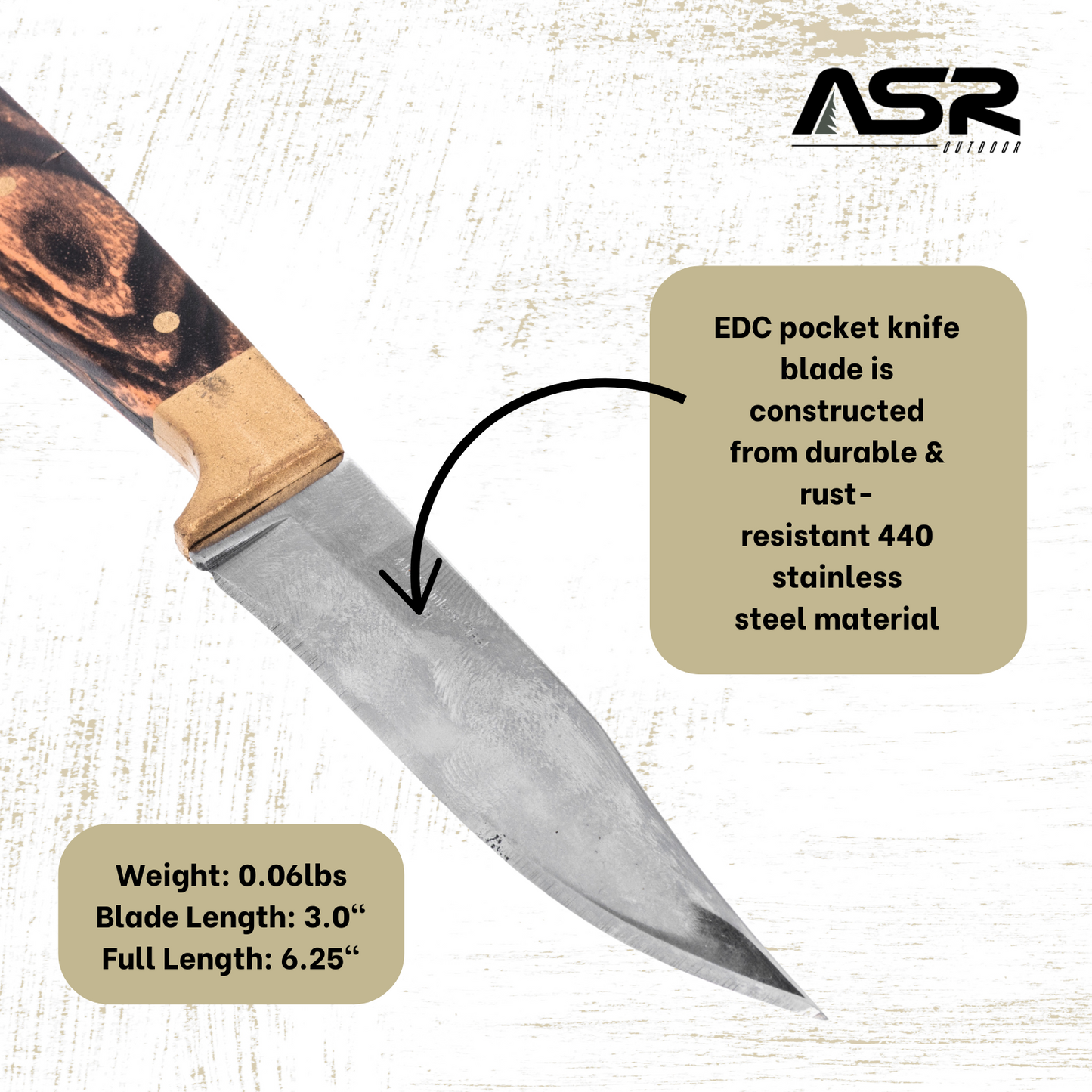 6.25 Inch 440 Stainless Steel Mini Clip Point Fixed Blade Pocket Knife (2 Colors)
