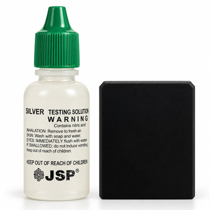 2pc Silver Testing Solution for General Silver Quality and Metal Identification with Scratch Stone Set