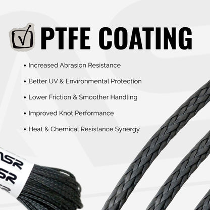 Technora Composite Survival Rope 600lb Breaking Strength (Black, Assorted Lengths)