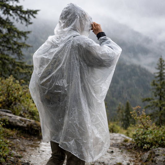 Waterproof Emergency Rain Poncho Lightweight Camping & Hiking Rain Protection (Clear, 1pk)