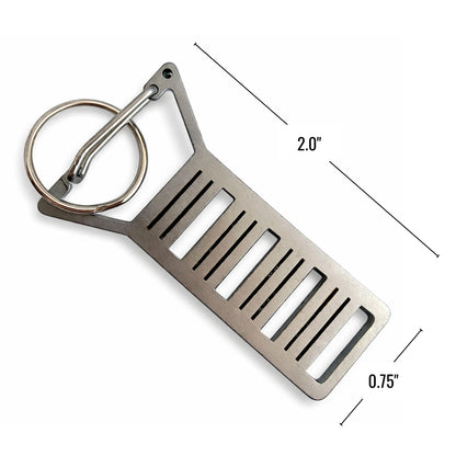 Stainless steel gold prospecting carabiner keychain with a split ring (view 2).