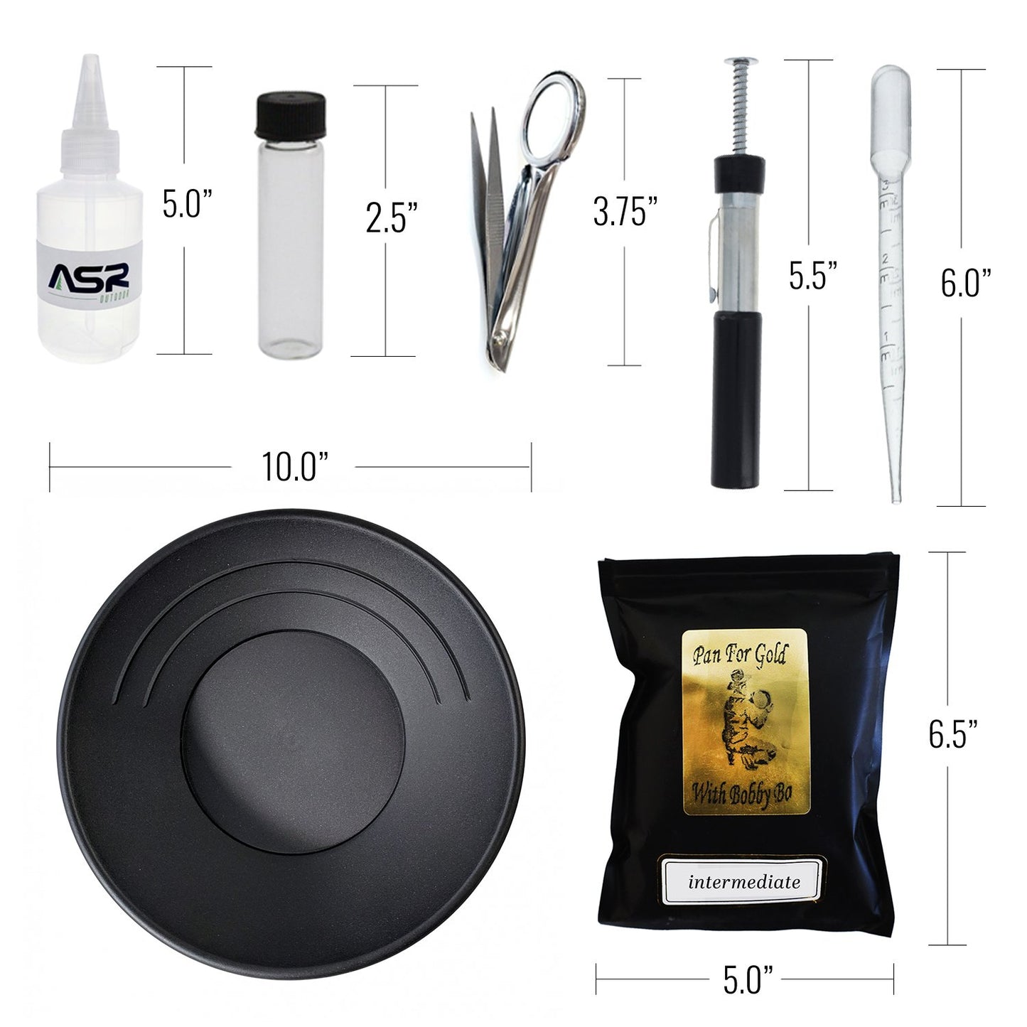 15pc Travel Backpack Gold Panning Kit with Mini Sluice Box and 3lb