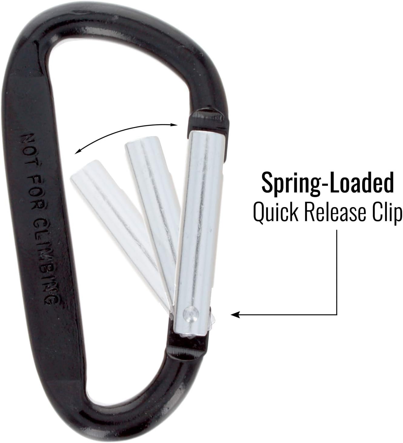 6pk Large Aluminum Carabiner Spring Clip with Keychain (3.25 Inches, Assorted Colors)
