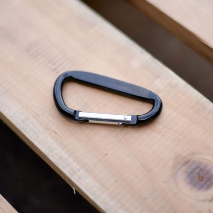 Large 3.25-inch aluminum carabiner spring clips with keychains (view 1).