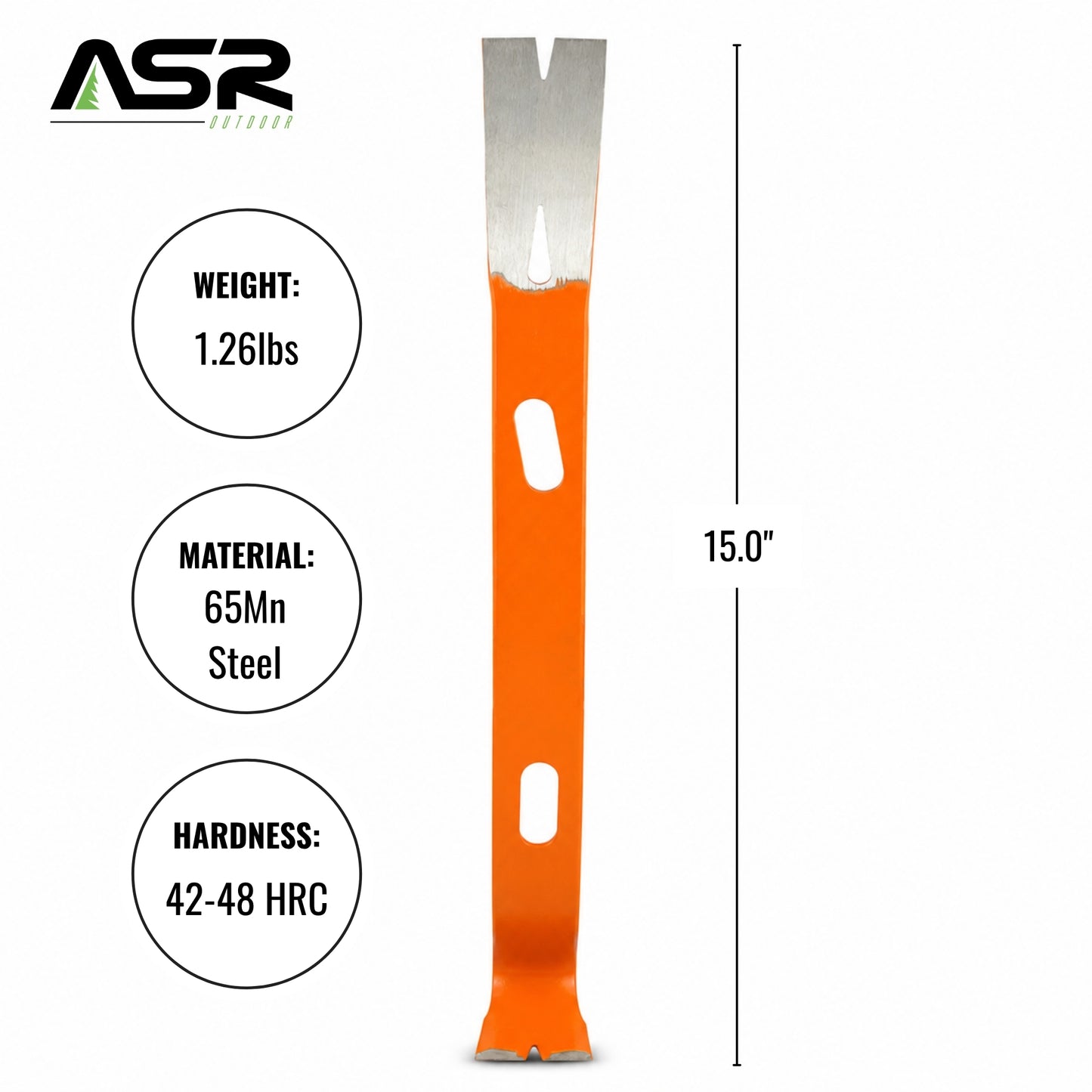 15 Inch Compact Rockhounding Pry Bar, Double-Ended Field Tool, Orange