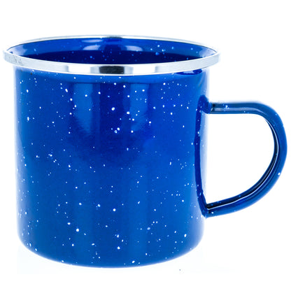 11.75oz speckled blue enamel and stainless steel camping coffee mug.