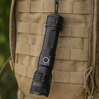 2000-lumen rechargeable flashlight with an adjustable beam and SOS mode (view 6).