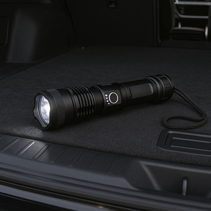 2000-lumen rechargeable flashlight with an adjustable beam and SOS mode (view 5).
