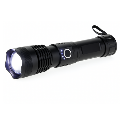 7.5-inch 2000-lumen rechargeable LED flashlight with an adjustable beam and SOS mode.