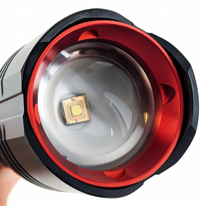 3000-lumen rechargeable flashlight with an adjustable beam and SOS mode (view 2).