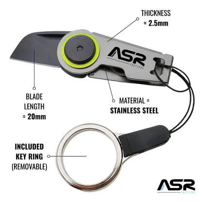ASR Tactical 2.25 Inch Small Zipper Stainless Steel Folding Pocket Knife EDC Gear Survival Tools, Titanium Grey