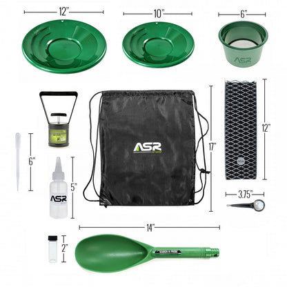 15pc complete gold panning kit with backpack and mini sluice box and 3lbs of gold paydirt gauranteed gold