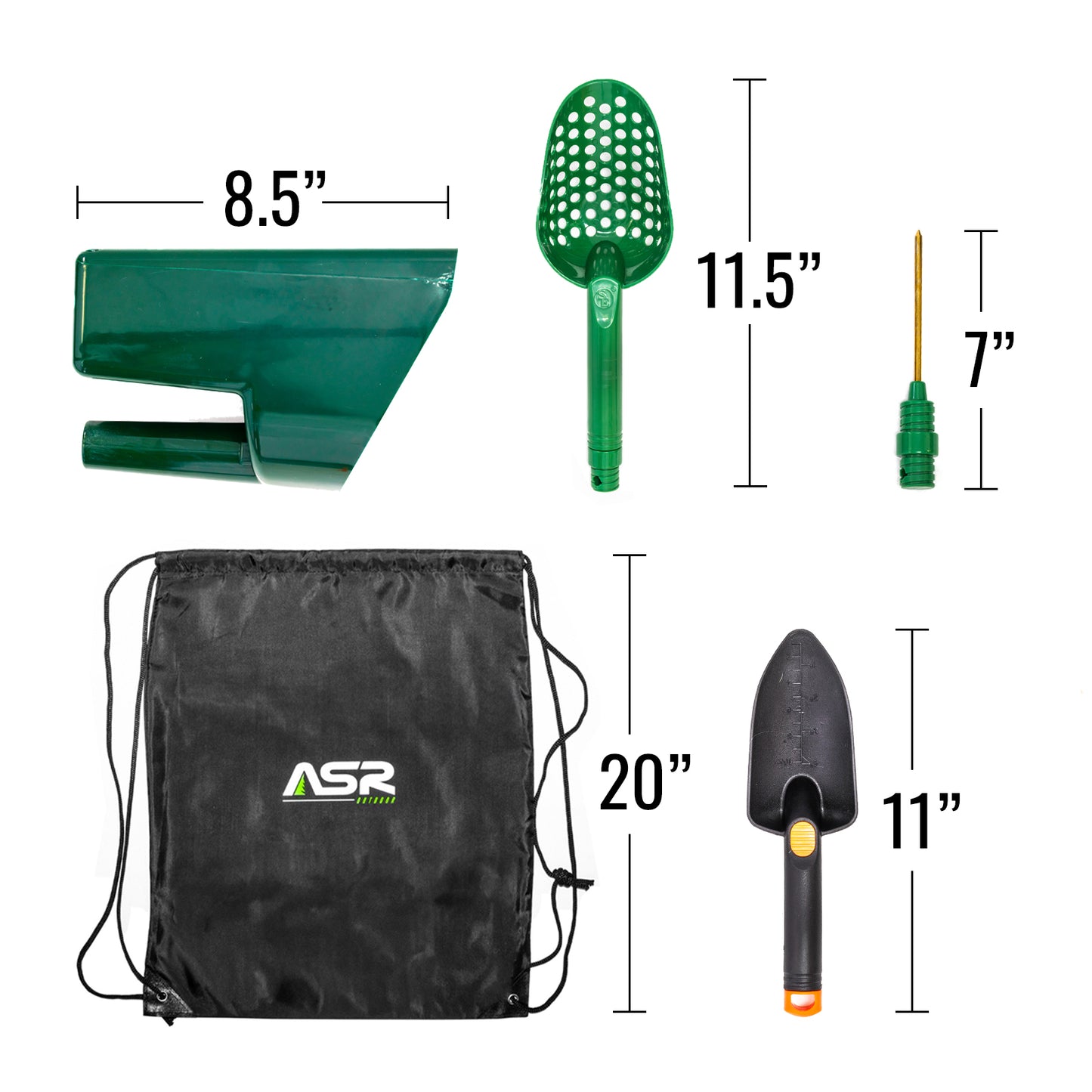 5pc Metal Detecting Tools Kit with Drawstring Backpack (3 Colors)