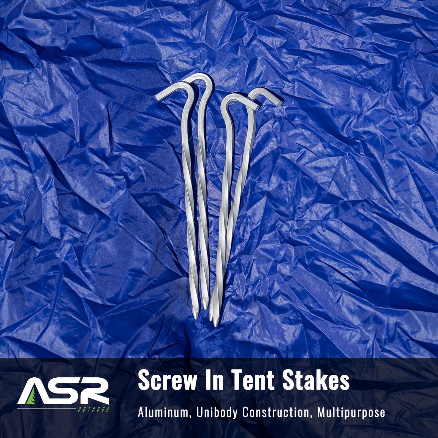4pk Aluminum Screw in Tent Stakes, 9 Inch