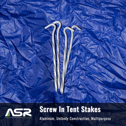4pk Aluminum Screw in Tent Stakes, 9 Inch