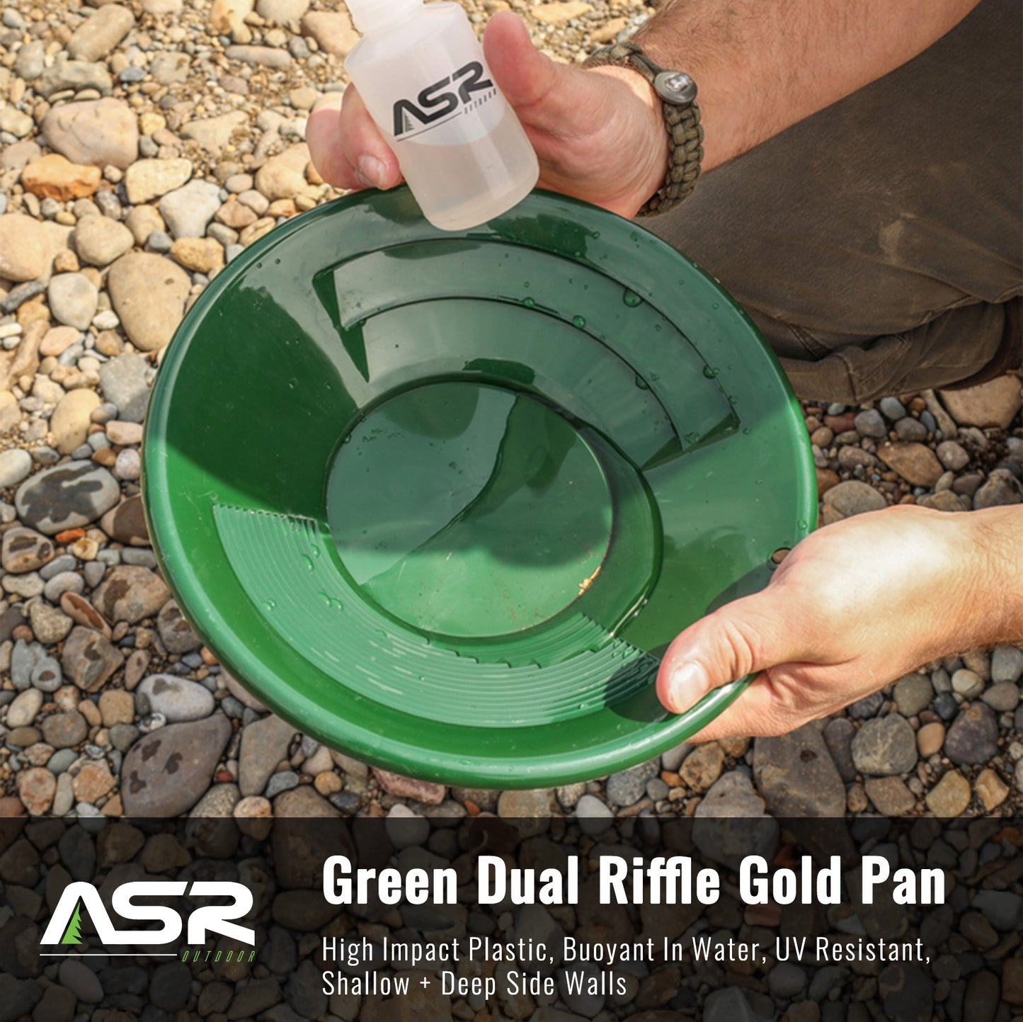 Dual Riffle Gold Pans Gold Prospecting Equipment (3 Colors and Sizes)