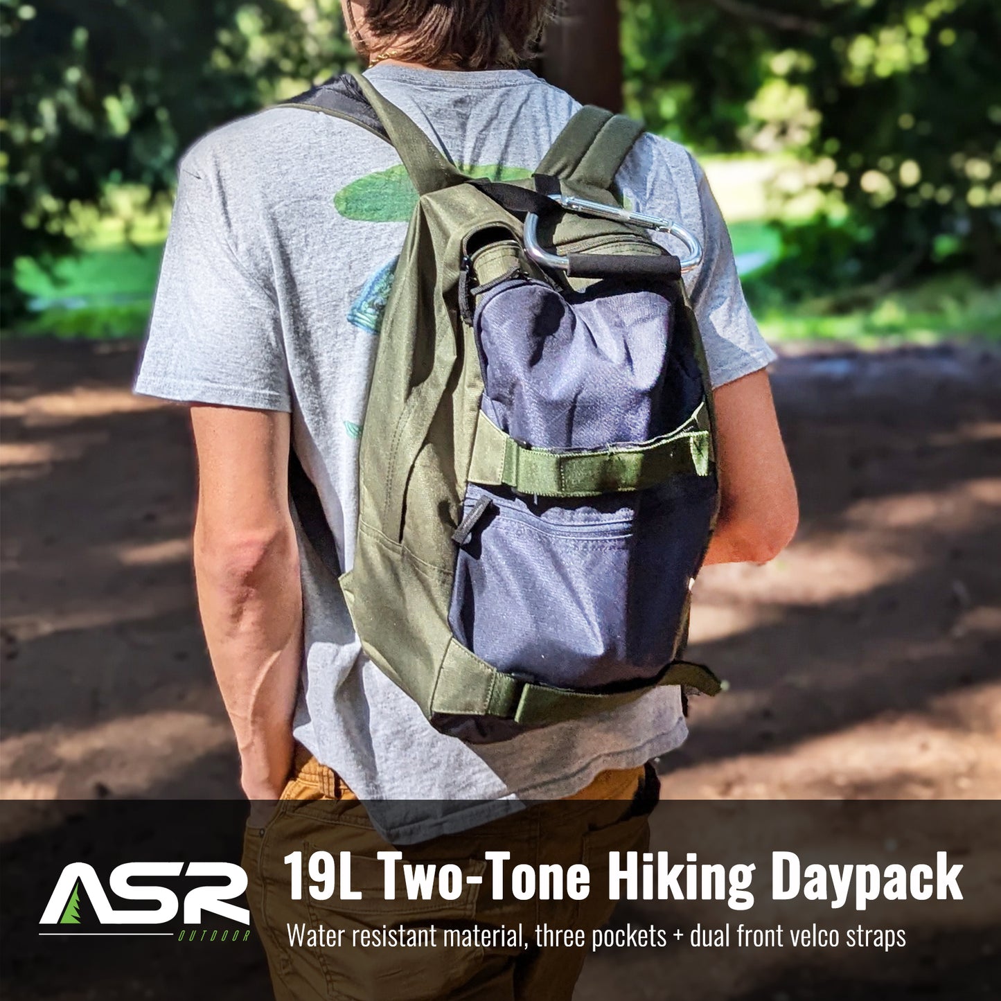 19L Everyday Front Griptape Backpack with Padded Shoulder Straps, Green/Blue