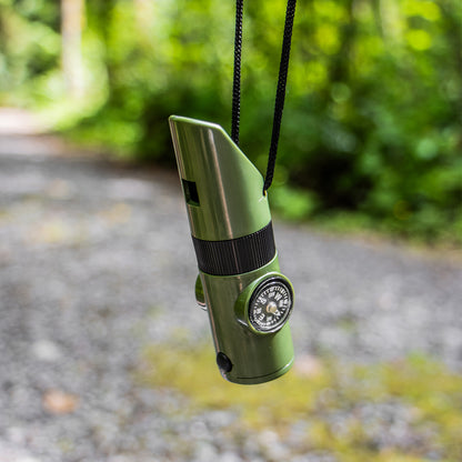 17 in 1 survival necklace whistle, flashlight, mirror, storage compartment, compass