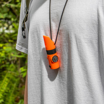 16 in 1 survival necklace whistle, flashlight, mirror, storage compartment, compass