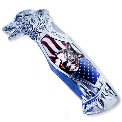 8-inch American back lock folding pocket knife (view 3).
