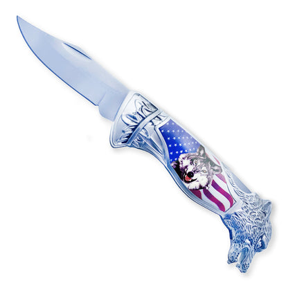 8-inch American back lock folding pocket knife (view 1).