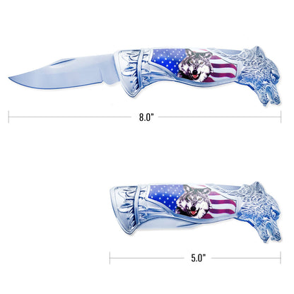 8-inch American back lock folding pocket knife (view 7).