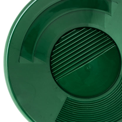 10-inch green triple-riffle gold pan for prospecting (view 2).