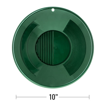 10-inch green triple-riffle gold pan for prospecting (view 1).
