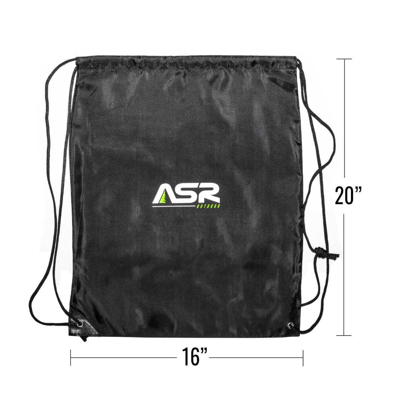 ASR Outdoor Black Drawstring Backpack Gym Bag Hiking Gear, 20 x 16 Inches