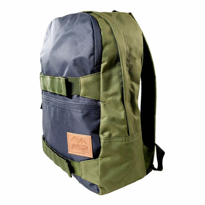 19L everyday backpack with a griptape front and padded shoulder straps in green and blue (view 4).