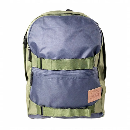 19L everyday backpack in green and blue with padded shoulder straps.